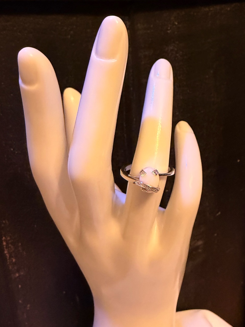 ✨ Opal & White Topaz Ring | 14K White Gold Plated 925 Sterling Silver | Size 7 - Picture 2 of 9